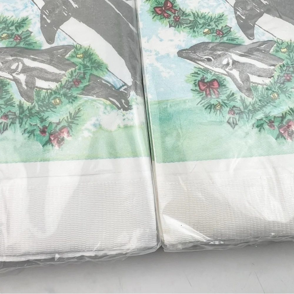 5 Pks Vtg Ganz Christmas Holiday Paper Guest Towels Dolphins Ocean Wreath Holly